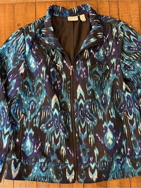 Blue Patterned Bomber Jacket by Sonoma